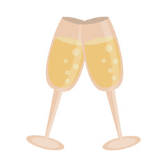 Champagne cups cartoon isolated