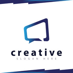 Naklejka premium Square talk or chat or message logo template