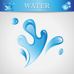 Water Splash And Drop Icon - Isolated On Gray Background. Vector Illustration Of Water Splash and Drop Icon. For Website, Label, Sticker, Logo Template And Design Elements