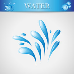 Water Splash And Drop Icon - Isolated On Gray Background. Vector Illustration Of Water Splash and Drop Icon. For Website, Label, Sticker, Logo Template And Design Elements