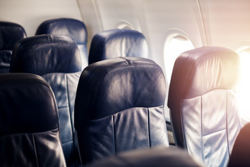 Obraz premium Empty passenger airplane seats in the cabin