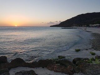 Sunset on the beach of curacao