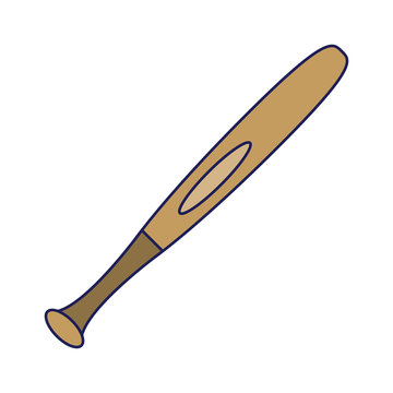 Baseball bat isolated cartoon blue lines