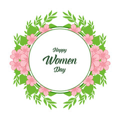 Vector illustration banner of happy women day with pattern of leaf flower frame