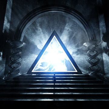 concept art of strange and dark temple environment 