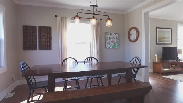 modern country dining room with harvest table