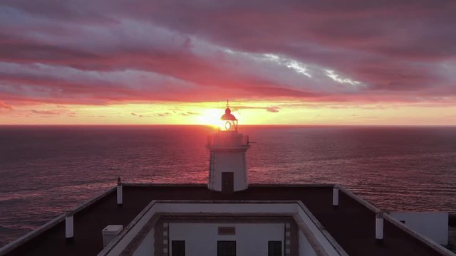 Red sunset in Cap Blanc lighthouse, Mallorca
