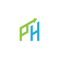 initial letter logo with growing arrows