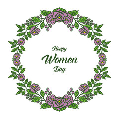 Vector illustration rose purple flower frame with banner happy women day