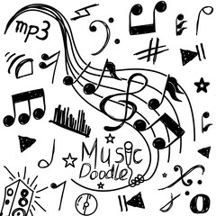 set of music doodle vector