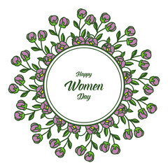 Vector illustration various crowd of rose purple flower frame with decorative happy women day