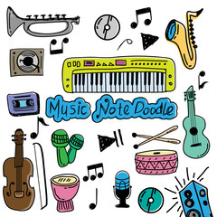 set of music doodle color vector - 261182143