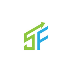 Fototapeta premium initial letter logo with growing arrows