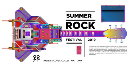 Obraz premium vector illustration summer rock music and guitar festival for banner and poster