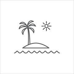 Tropical island outline icon vector