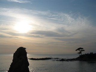 海岸と夕日