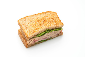 Homemade Tuna Sandwich on white background