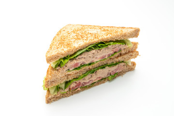 Homemade Tuna Sandwich on white background