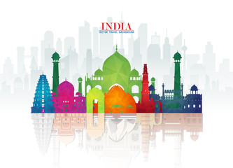 India Landmark Global Travel And Journey paper background. Vector Design Template.used for your advertisement, book, banner, template, travel business or presentation.