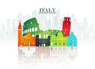 Italy Landmark Global Travel And Journey paper background. Vector Design Template.used for your advertisement, book, banner, template, travel business or presentation.