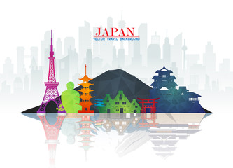 Japan Landmark Global Travel And Journey paper background. Vector Design Template.used for your advertisement, book, banner, template, travel business or presentation.