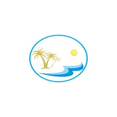 Fototapeta na wymiar Circle with beach logo design vector