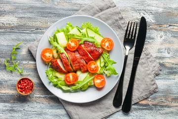 Chicken meat and vegetables salad.