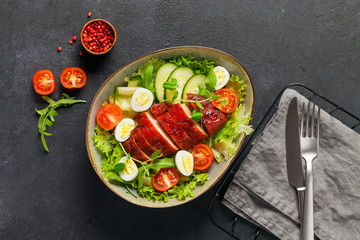 Chicken meat and vegetables salad.