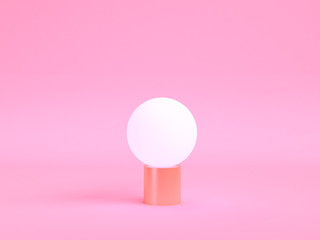 white glow ball and Pink podium geometrical abstract background, pastel colors, 3D render, trend poster, Illustration , Minimalist Style.