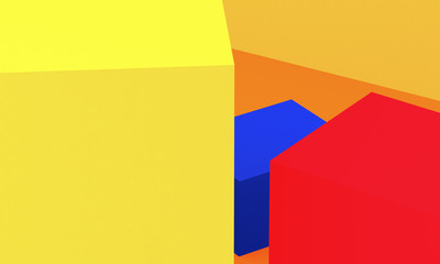 Beautiful Minimalist geometrical abstract background, pastel colors, 3D render, trend poster, Illustration..