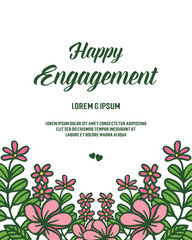 Vector drawing of various flower frames for invitation to happy engagement
