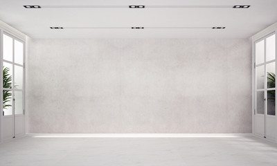 The empty living room interior design and white concrete wall pattern background 