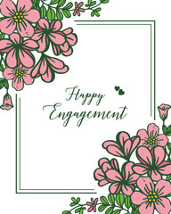 Vector illustration of ornate flower frame for greeting card happy engagement