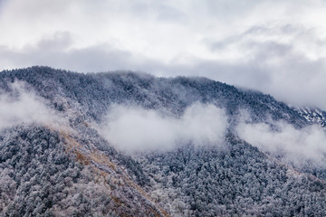 Western Sichuan, China, Baron Hill scenery with snow