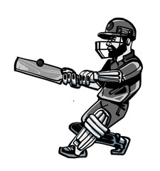 The Vector sketch of cricket player with cricket bat in his hand