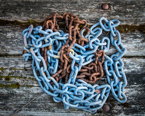 Blue and Rusty Chain