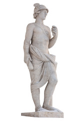 Fototapeta premium Rzeźba starożytnego greckiego boga Merkurego izolować. Merkury był posłańcem i bogiem handlu, zysków i handlu.