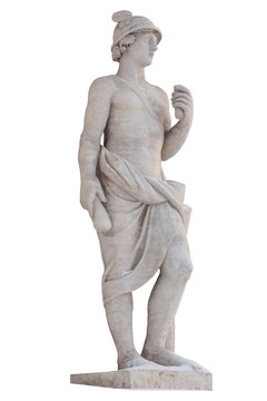 recommend clip art: Sculpture of the ancient Greek god Mercury isolate. Mercury was a messenger and a god of trade, profit and commerce.