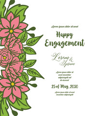 Vector illustration ornate flower frame for decoration of happy engagement