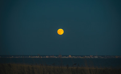 super moon over the sea