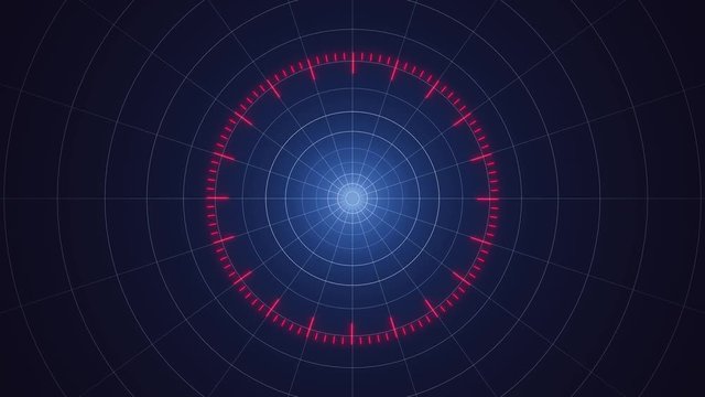 Radar scanning expanding out with orbiting circles, active searching state, interface animation in 4K resolution