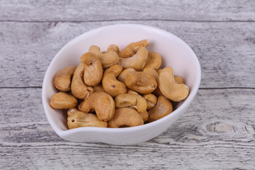 Cashew nuts heap in the bowl