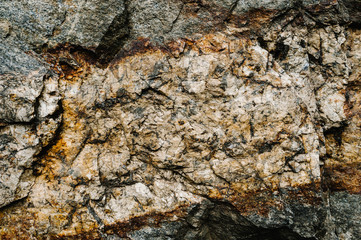 Stone texture background. The surface of granite and basalt. a large rock, a stone wall. close up. place for text.