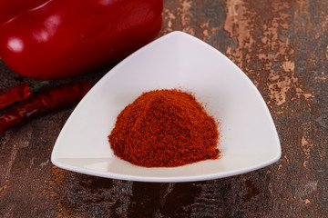 Paprika powder in the bowl
