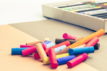 Fototapeta premium Drawing with pastel crayons.