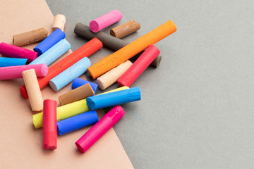 Colorful art pastel crayons. Close up.