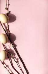 Easter background with Easter eggs on pink
