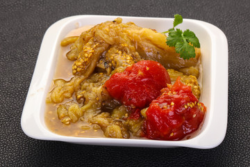 Caucasian cuisine - baked eggplant and tomato