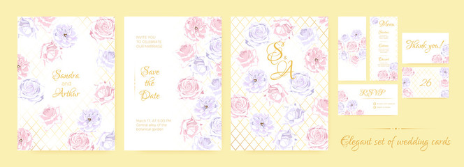 Floral Wedding Invite in Pastel Colors.