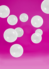 Beautiful white bubbles with pink background